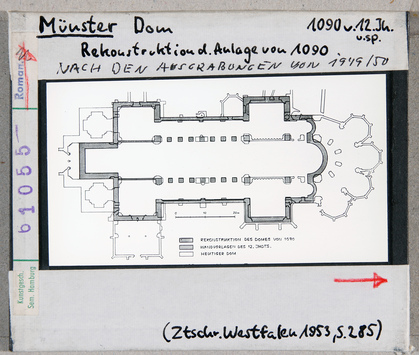 Vorschaubild Münster: Dom, Grundriss, Rekonstruktion der Anlage von 1090, nach Ausgrabungen 1949/50 